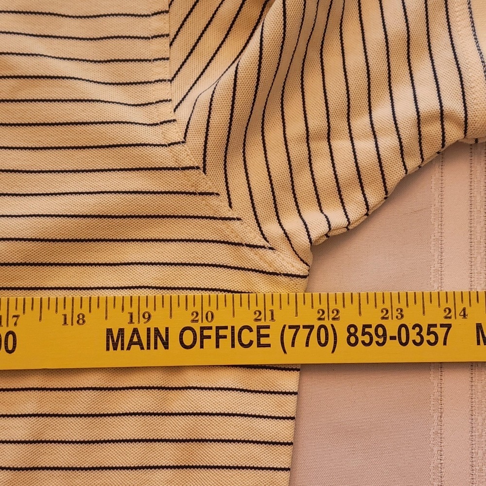 Masters Golf Polo Shirt Mens Large Yellow Stripe Pima Cotton Augusta Logo - Picture 10 of 11